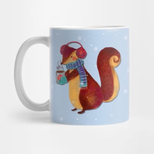 Winter squirrel drinking coffee - Cute winter Mug